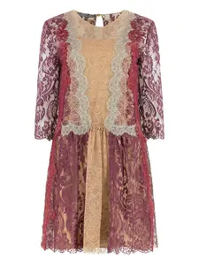 Кружевное мини-платье Alberta Ferretti, фиолетовый
