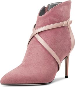 Женские ботильоны Castamere с высоким каблуком, заостренным носком, короткие ботинки с перекрестным ремешком, застежкой-молнией и комбинированной отделкой, на каблуке 8 см, для вечернего выхода