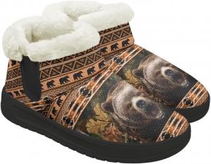 Зимние ботильоны для женщин с меховой подкладкой, теплые зимние ботинки до щиколотки, модная обувь для зимних прогулок на улице Fuojuvelie, Aztec Bear