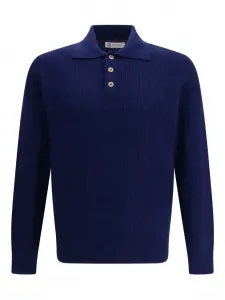 Кашемировое поло с длинными рукавами Brunello Cucinelli, синий