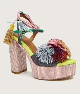 Сандалии на каблуке с помпоном Kurt Geiger, мультиколор