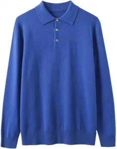 Мужской свитер из кашемира с воротником на пуговицах