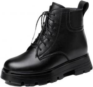 Женские ботинки Niiyyjj из натуральной кожи с высоким каблуком, с толстой платформой, армейские, большого размера, с натуральной шерстью, теплые, Black Fleece