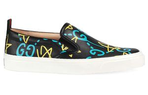 Слипоны женские Gucci, черный / желтый / синий