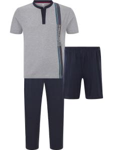 Длинная пижама Jan Vanderstorm Long Pajamas Loftur, цвет navy/grey