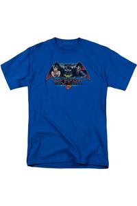 Футболка с коротким рукавом для взрослых «Бэтмен против Супермена вместе мы сражаемся» Gildan, синий