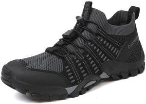 Мужские трекинговые водные кроссовки для улицы с защитой пальцев, дышащая сетка, быстросохнущие, противоскользящие ботинки для переходов, кемпинга, походов и рыбалки Qacksv, серый