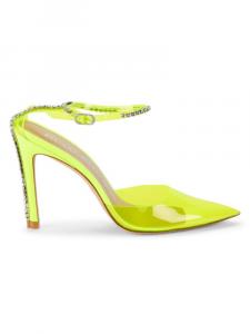 туфли на шпильке, украшенные кристаллами Stuart Weitzman, цвет Neon Yellow