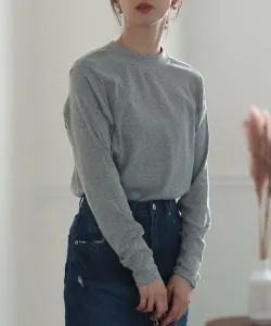 Укороченный топ с высоким воротником, элегантный крой, блузка с длинным рукавом три четверти Pourvous, цвет Heather Gray