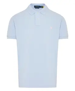 Поло из хлопковой сетчатой ткани приталенного кроя, сшитое на заказ. Polo Ralph Lauren, синий