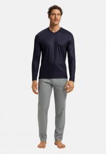 Пижамный комплект Hanro DAY SET, Grey Gems Print/Dark Blue