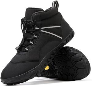 Мужские походные ботинки для ходьбы, зимние ботинки, женские зимние теплые ботинки с меховой подкладкой, снежные ботиночки с широкой носочной частью, плоской подошвой, водонепроницаемые ботильоны для активного отдыха на холоде, удобные Generic, черный