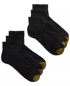 Женские спортивные носки Half-Cushion Quarter, 6 пар в упаковке Gold Toe, черный