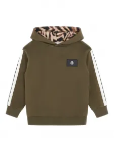 Худи с полосками и монограммой Roberto Cavalli, зеленый