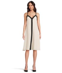 Платье Lauren Ralph Lauren Color Blocked Georgette Sleeveless Dress, Mascarpone Cream/Black