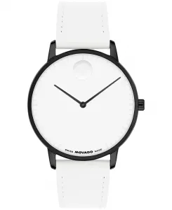 Швейцарские кварцевые часы унисекс с белым кожаным ремешком, 39 мм Movado, white