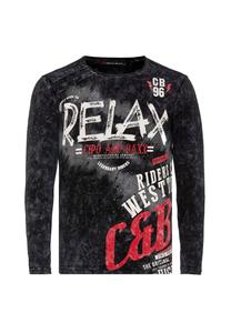 Рубашка с длинными рукавами и крупным принтом CIPO & BAXX, черный