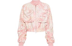 DIESEL Кроп куртка бомбер с абстрактным принтом, Pink