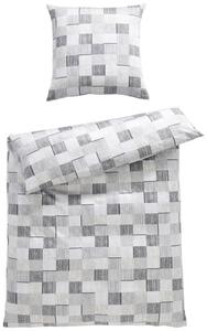 Постельное белье Mako из атласа, 155x220 см, в клетку Janine, антрацит/серый