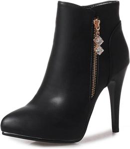 Женские модные ботильоны VOKLIN с острым носком, на высоком каблуке, с боковой молнией, элегантные короткие праздничные ботинки, Black-Velvet Lined