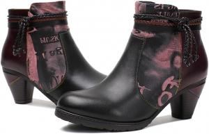 Женские кожаные ботильоны CrazycatZ с массивным каблуком и шнуровкой, Black B