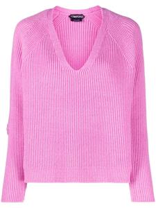 TOM FORD джемпер в рубчик с V-образным вырезом, розовый