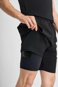 FORMBELT Беговые шорты 2-в-1 мужские удобные беговые брюки с карманом для мобильного телефона черные