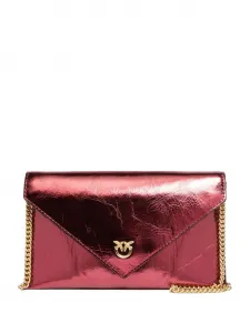 Клатч с эффектом металлик и цепочкой PINKO, красный