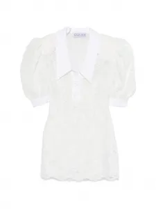 Мини-платье-поло с пышными рукавами Rowen Rose, белый