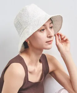 Хлопковая кружевная шляпа УФ-защита United Arrows, цвет Off White