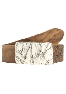 Ремень LIFE RING by showroom 019° кожаный со сменной застежкой "Rock Wall Silver" Rettungsring By Showroom 019°, цвет Cognac