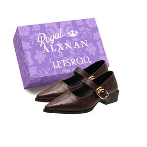 Туфли Мэри Джейн на массивном каблуке для женщин Alxnan, Black+Box