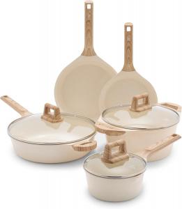 Набор кастрюль и сковородок GreenLife Arte с антипригарным покрытием, 8 шт, кремовый