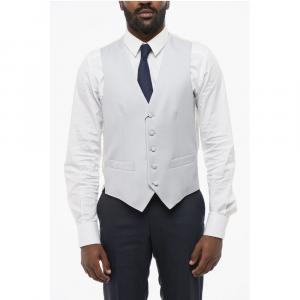Шелковый жилет на 5 пуговицах с прорезными карманами Corneliani, Light Blue