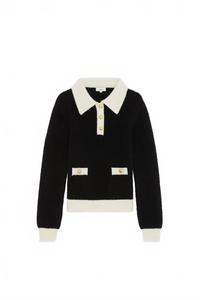 Женский свитер с длинными рукавами и воротником, черно-белый Suncoo, черно-белый