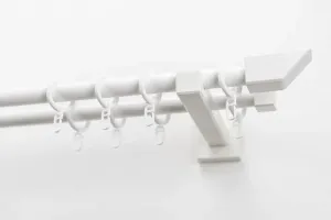 Карниз для штор GARESA "CUBUS", 2 направляющие, желаемая длина, комплект для штор, выдвижной, кнопка со скошенным концом, с кольцами 330 см, белый