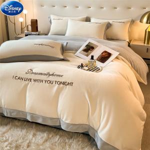Disney Комплект постельного белья 1.5 спальный, 4 предмета, простыня на резинке 200x230 см, цвет молочный таро и звездчато-серый