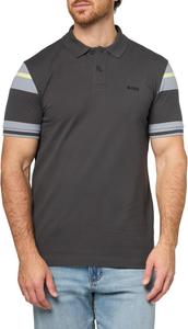 BOSS Мужская поло с полосатыми рукавами из интерлок-хлопка, Asphalt