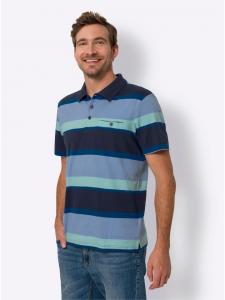 Рубашка-поло в полоску темно-синего и королевского синего цветов Sieh an!