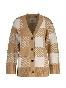 Кардиган с застежкой на пуговицах и клетчатым узором Gant, бежевый