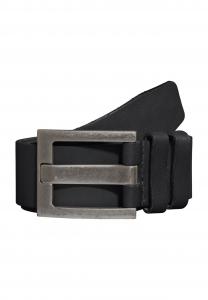 Ремень кожаный, гладкая кожа, однотонный, мужской MANGUUN, черный