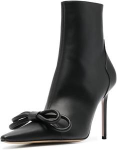 Женские ботильоны YDN с заостренным носком, бантом, на высоком каблуке-стилетто до середины голени, с боковой молнией, сексуальные, для вечеринок и танцев, размеры 4-15 US, Black