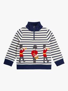 Детский хлопковый свитшот London Guards с полузастёжкой JoJo Maman Bébé, Ecru Navy Stripe