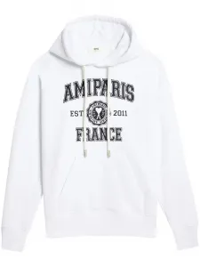 Худи с кулиской и логотипом AMI Paris, белый