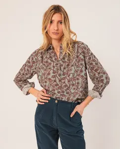 Женская рубашка с длинным рукавом с принтом Indi & Cold, бирюзовый