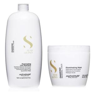 Набор для осветления волос: шампунь 1000мл + маска 500мл Alfaparf Semi Di Lino Diamond Illuminating