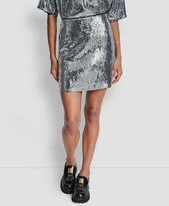 Женская мини-юбка с пайетками DKNY Jeans, Black/Silver