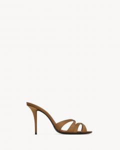 Мюли CHANDELLE из креп-сатина Saint Laurent, коричневый