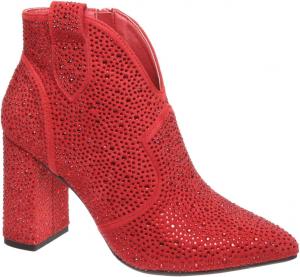 Generic Ботильоны до щиколотки с кристаллами, западный стиль, заостренный носок, каблук-блок 3 дюйма, синтетическая кожа, черный, розовый, красный, женский размер 6-10