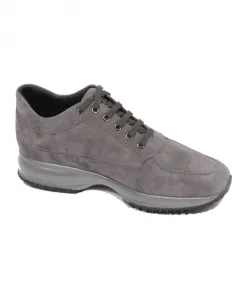 Серые замшевые туфли с интерактивными заклепками Hogan, серый